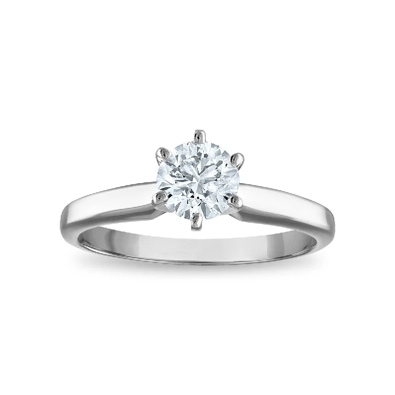 Women's engagement rings hand-set-Signature Certificate EcoLove 1 1/4 CTW Round Lab Grown Diamond Solitaire Engagement Ring in 14KT White Gold