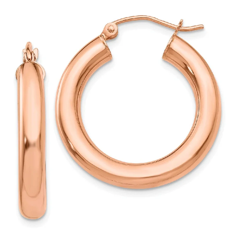 Women's earrings refined-blush-4mm x 25mm Polished 14k Rose Gold Large Round Tube Hoop Earrings