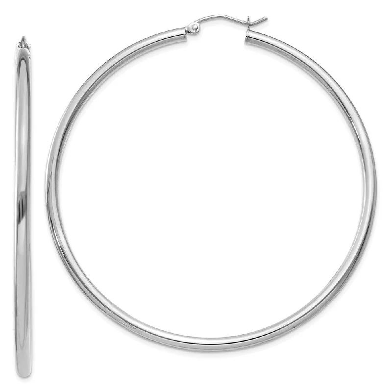 Women's earrings fine-classic-2.5mm x 60mm 14k White Gold Classic Round Hoop Earrings