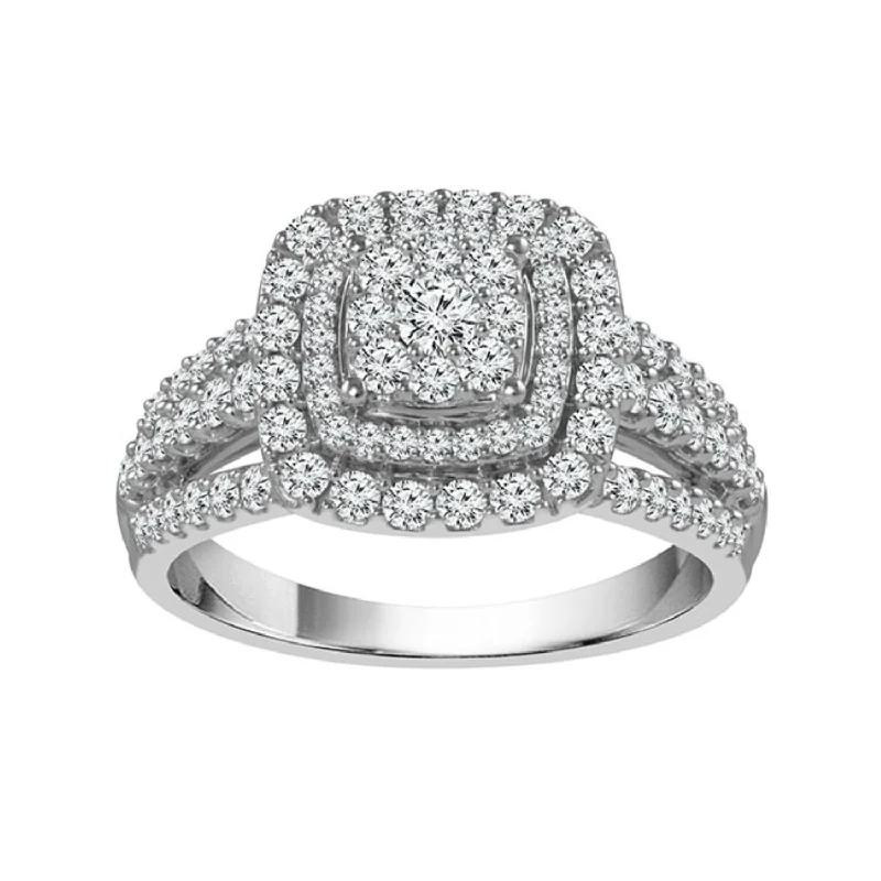 Women's engagement rings radiant-rose-1 CTW Diamond Cluster Engagement Ring in 10KT White Gold