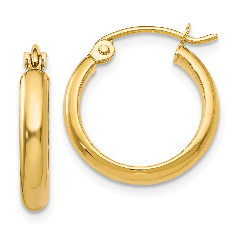 Women's earrings chic-gift-2.75mm x 15mm Polished 14k Yellow Gold Domed Round Hoop Earrings