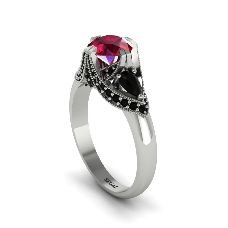 Women's engagement rings ethical-gold-Ruby Vintage Round Cut Engagement Ring - Kali No. 42