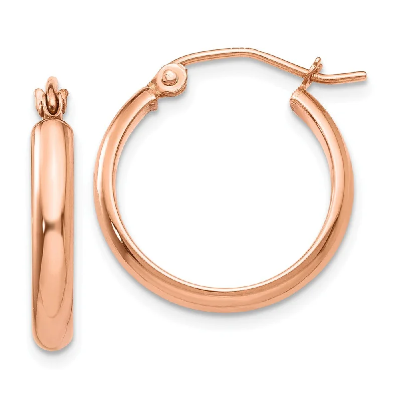 Women's earrings striking-metal-2.8mm x 18mm Polished 14k Rose Gold Half Round Tube Hoop Earrings