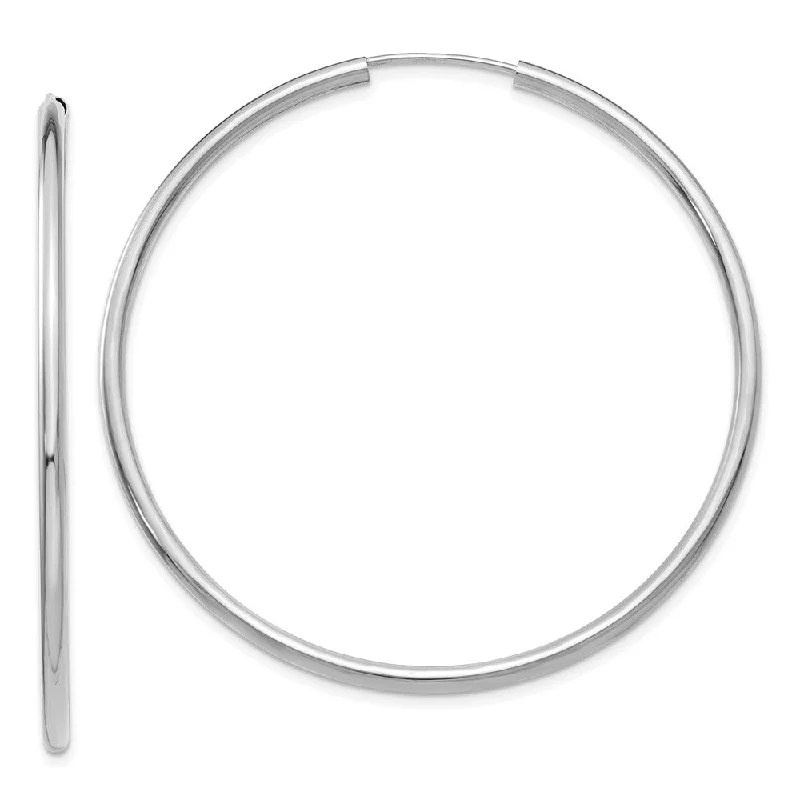 Women's earrings enduring-style-2mm x 49mm 14k White Gold Polished Round Endless Hoop Earrings