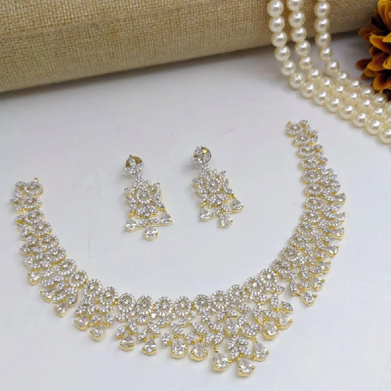 Women's necklaces love-gem-Aamrapali Gold Plated American Diamond Necklace Set