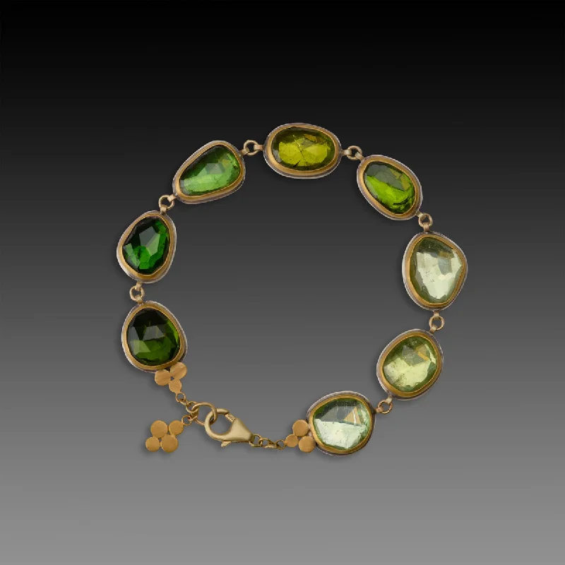 Women's bracelets chic-gift-Green Tourmaline Ombre Bracelet