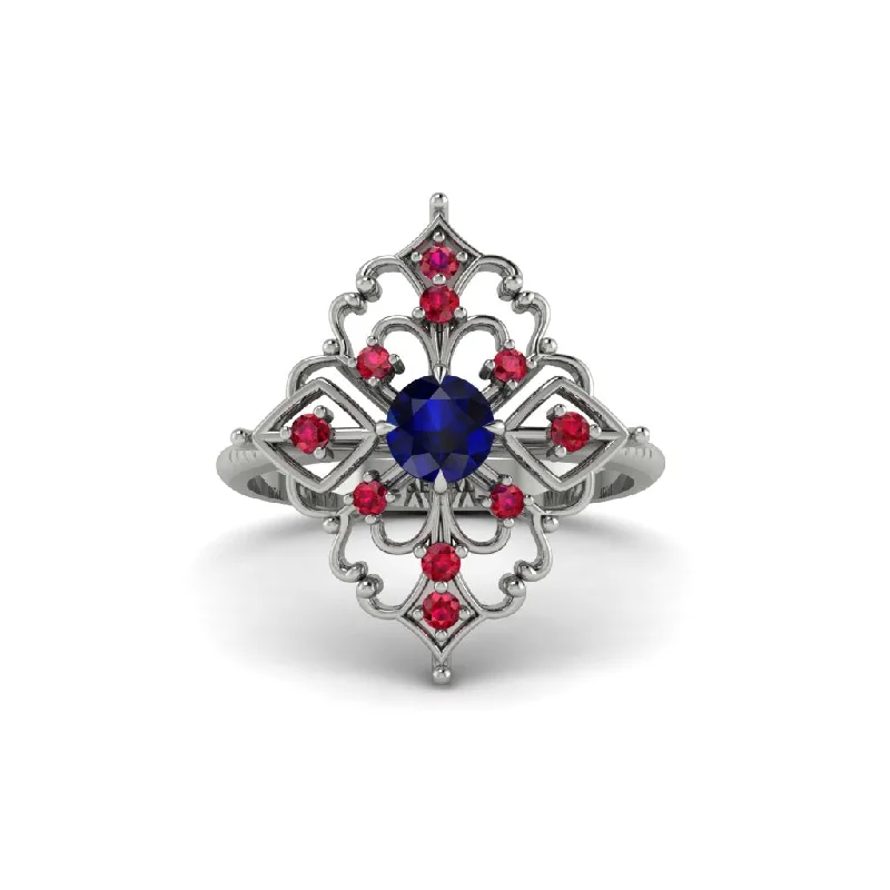 Women's engagement rings exquisite-Ruby Royal Filigree Cluster Engagement Ring - Zinnia No. 60