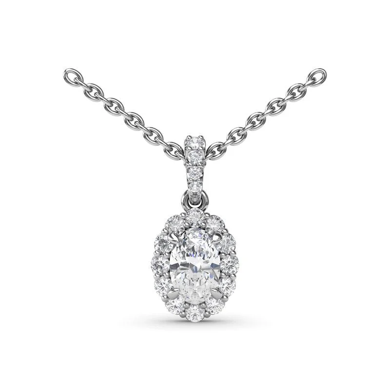 Women's necklaces fine-silver-Diamond Halo Necklace P1834