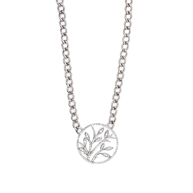 Women's necklaces striking-accent-Diamond "New Growth" Pendant Necklace-17"  N03123BG