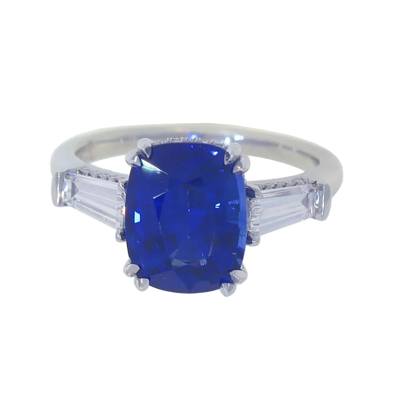 Women's rings tiered-Blue Sapphire & Diamond Ring