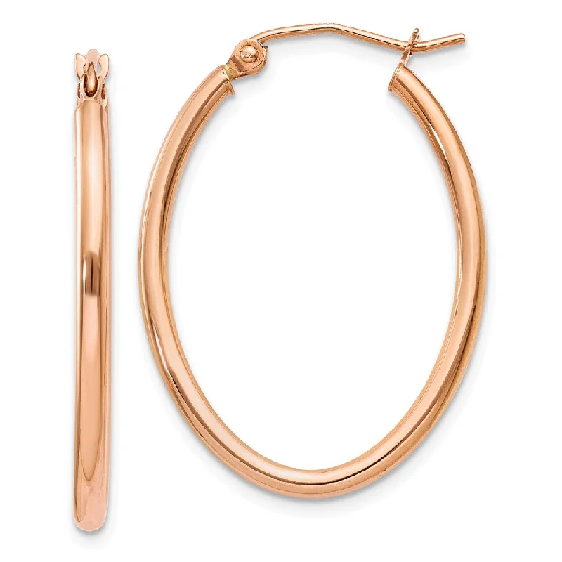 Women's earrings creative-gem-2mm x 30mm Polished 14k Rose Gold Classic Oval Hoop Earrings