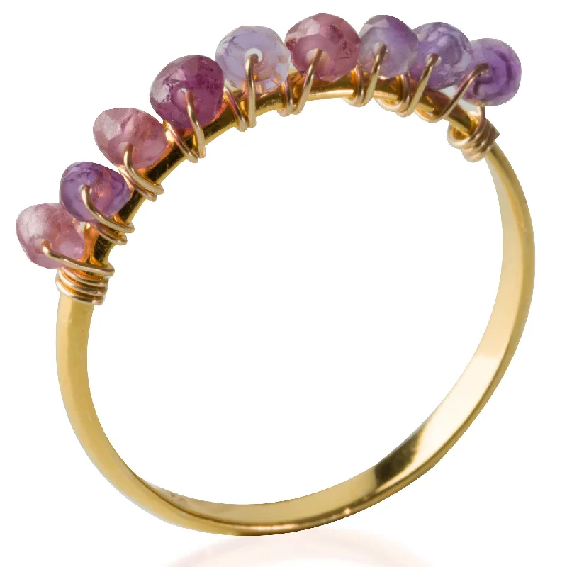 Women's rings fine-gem-Gold Amethyst Gemstone Ring