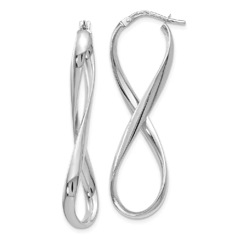 Women's earrings creative-drop-3mm Infinity Hoop Earrings in 14k White Gold, 45mm (1 3/4 Inch)