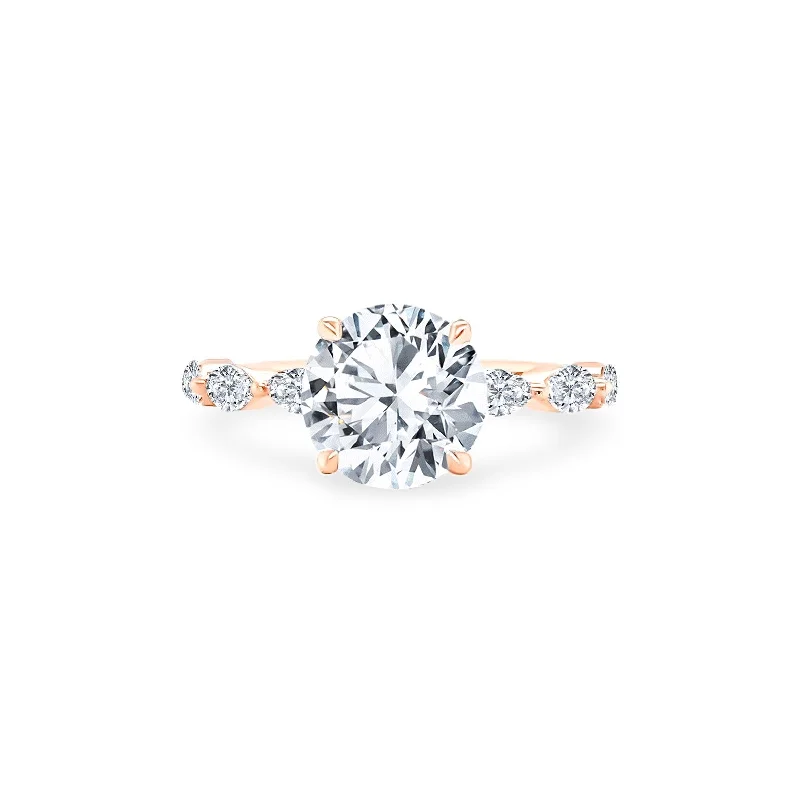 Women's rings gentle-chic-Round Solitaire on Marquise Cut Band