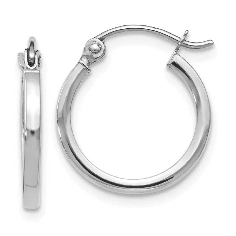 Women's earrings sturdy-metal-14k White Gold Square Tube Round Hoop Earrings, 1.5 x 15mm (9/16 Inch)