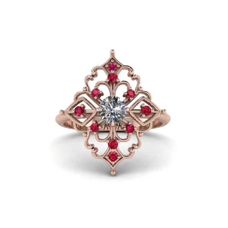 Women's engagement rings love-accent-Ruby Royal Filigree Cluster Engagement Ring - Zinnia No. 47