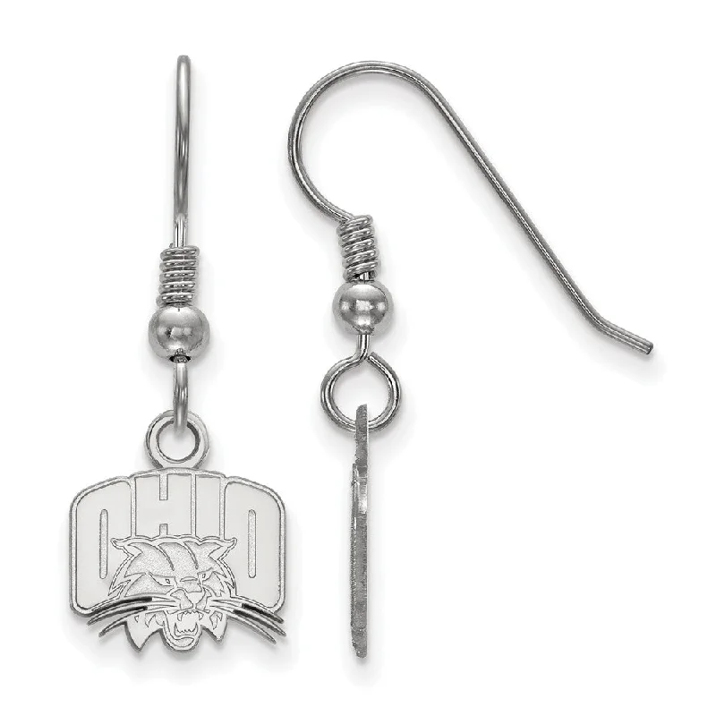 Women's earrings refined-silver-Sterling Silver Ohio University XS (Tiny) Dangle Wire Earrings