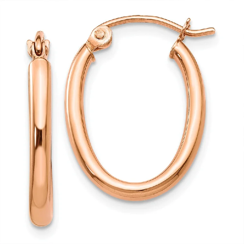 Women's earrings fine-drop-silver-2mm x 27mm Polished 14k Rose Gold Classic Oval Hoop Earrings