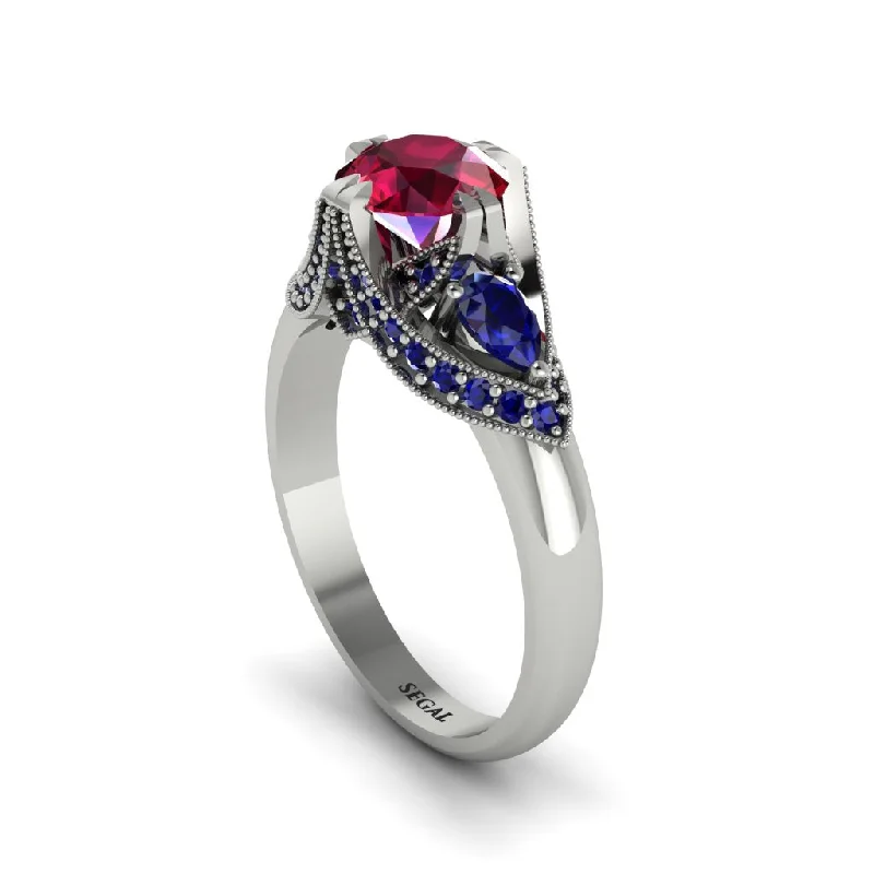 Women's engagement rings ethical-gold-Ruby Vintage Round Cut Engagement Ring - Kali No. 72