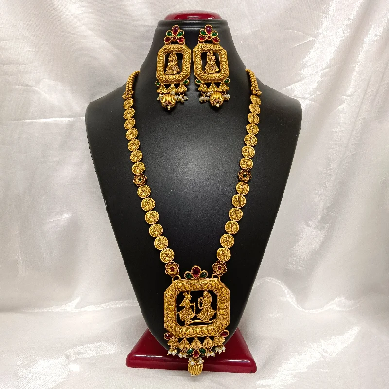 Women's necklaces fine-gold-Darshana Jewels Kundan Stone Gold Plated Necklace Set