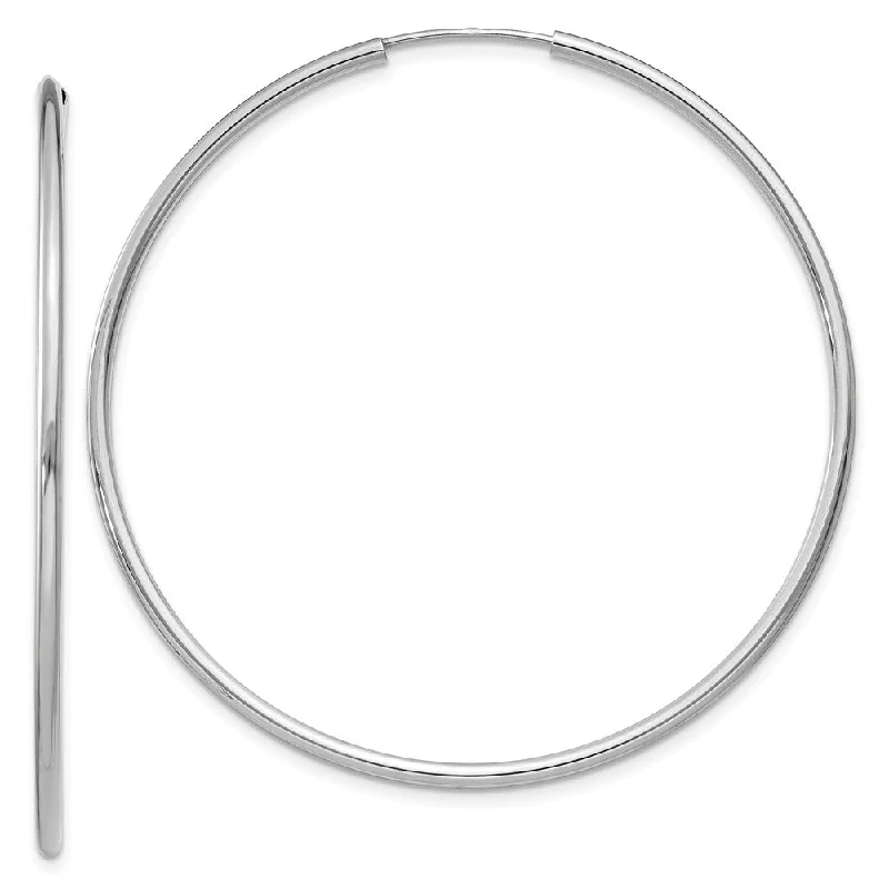 Women's earrings fine-style-1.5mm, 14k White Gold Endless Hoop Earrings, 46mm (1 3/4 Inch)