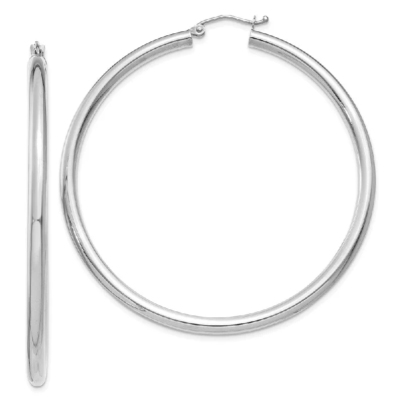 Women's earrings daily-glow-3mm x 55mm 14k White Gold Classic Round Hoop Earrings