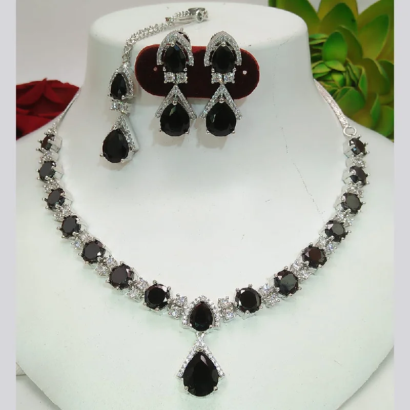 Women's necklaces chic-gift-Everlasting Quality Jewels Silver Plated AD Necklace Set