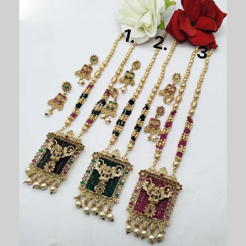 Women's necklaces arched-FS Collection Gold Plated Long Necklace Set (1 Piece Only Assorted Design)