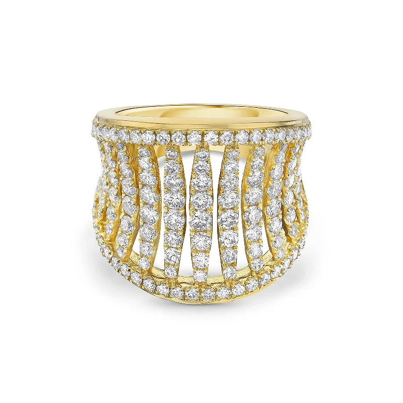 Women's rings fine-gem-Diamond & Gold Birdcage Ring