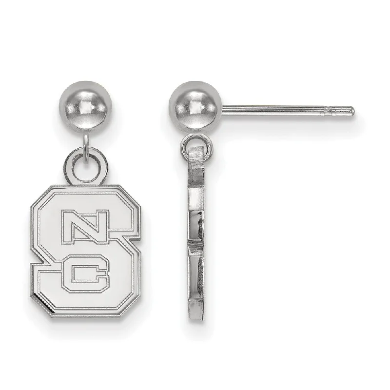 Women's earrings retro-chic-Sterling Silver North Carolina State 'NCS' Dangle Earrings