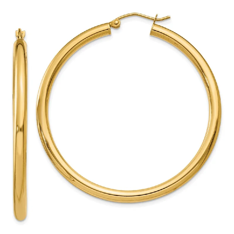 Women's earrings fine-gold-3mm x 45mm 14k Yellow Gold Classic Round Hoop Earrings