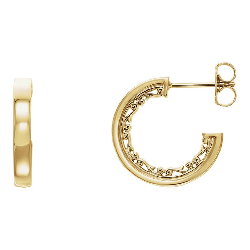 Women's earrings fine-classic-2.7 x 16mm 14k Yellow Gold Vintage-Inspired Round Hoop Earrings