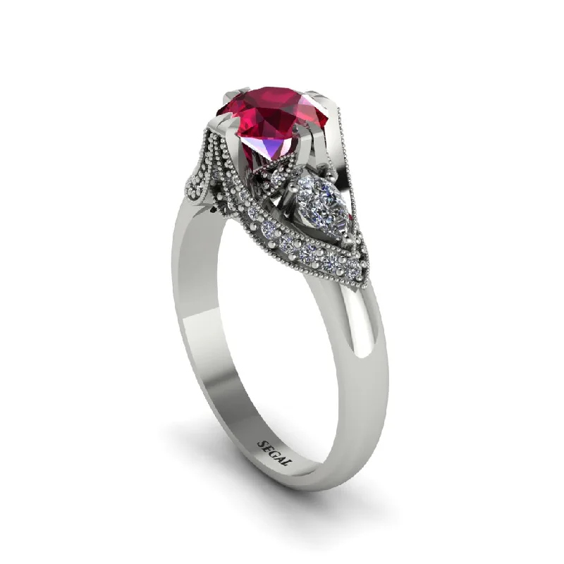 Women's engagement rings eternal-chic-Ruby Vintage Round Cut Engagement Ring - Kali No. 12