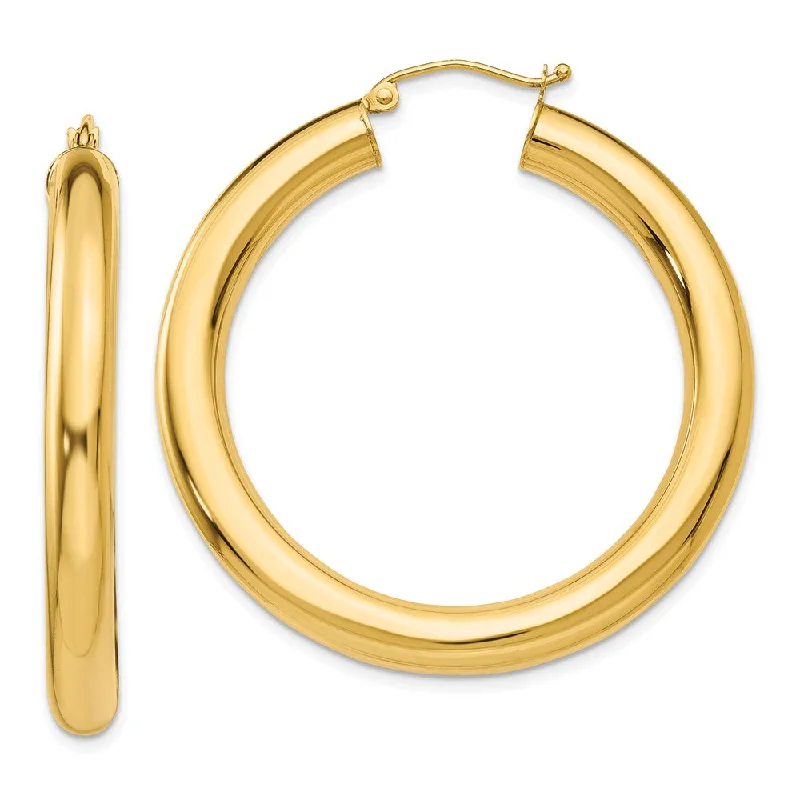 Women's earrings fine-stone-5mm, 14k Yellow Gold Classic Round Hoop Earrings, 40mm (1 1/2 Inch)