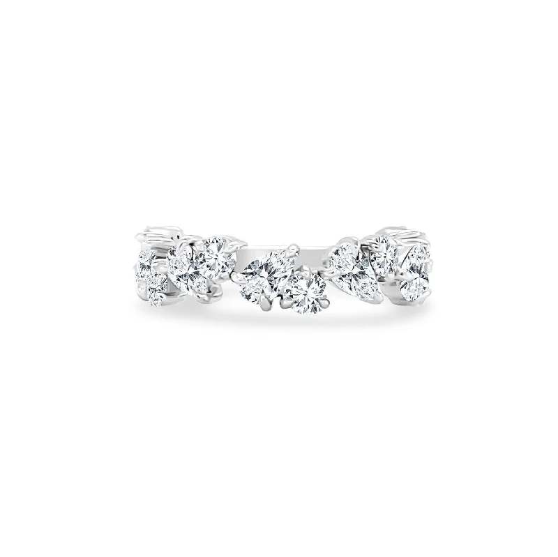 Women's rings artisan-finish-Alternating Round & Pear Diamond Band