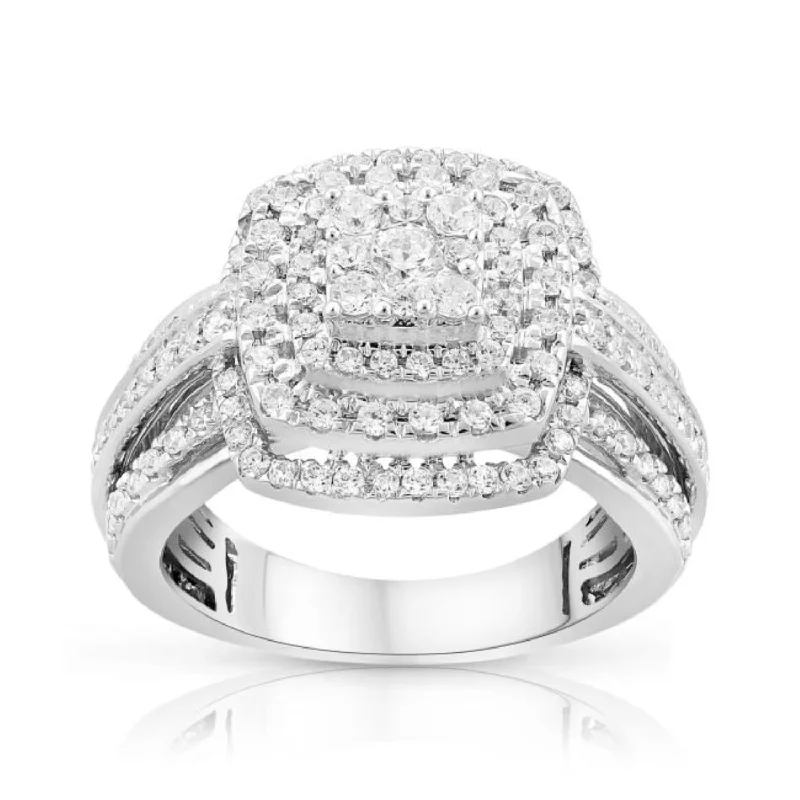 Women's engagement rings vintage-inspired-1 CTW Diamond Engagement Ring in 10KT White Gold