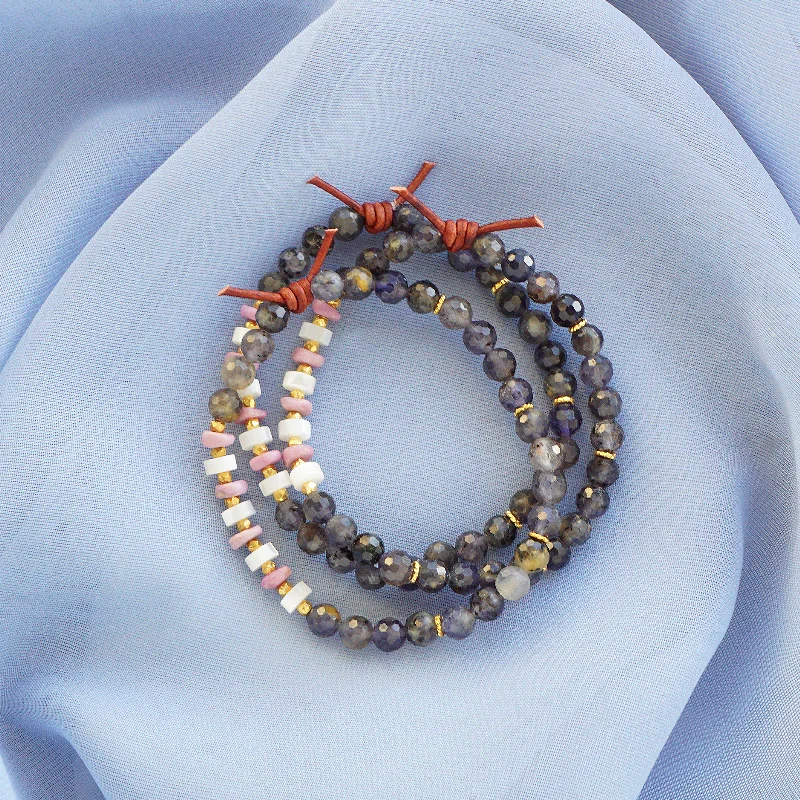 Women's bracelets evening-chic-Iolite & Mother of Pearl Mini Bracelet | 2024 Holiday Exclusive