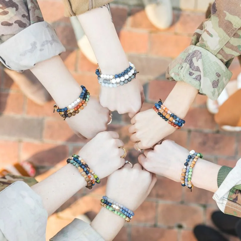 Women's bracelets artisan-cuff-Stack of Two Military Bracelets | Home of the Brave + Courage