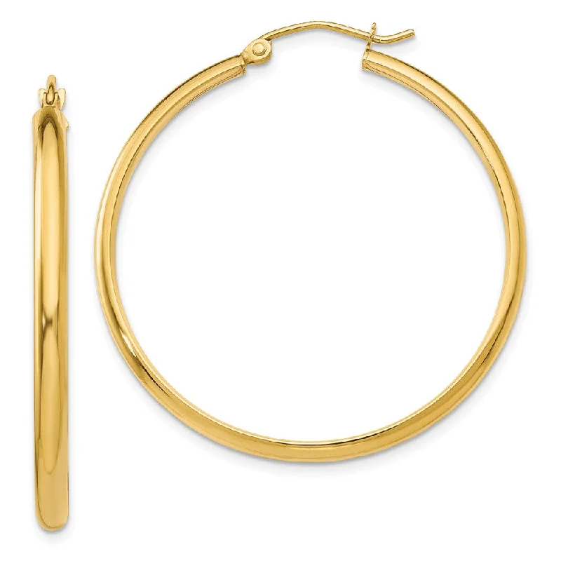 Women's earrings gentle-gold-2.75mm x 37mm Polished 14k Yellow Gold Domed Round Hoop Earrings