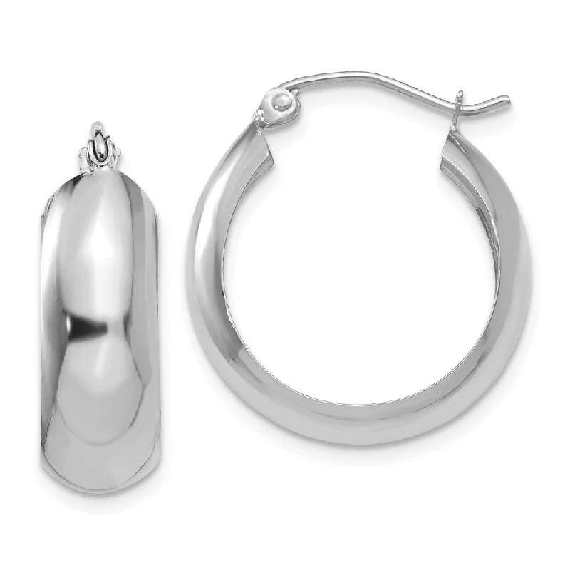 Women's earrings artisan-style-7mm x 21mm 14k White Gold Half Round Open Back Hoop Earrings