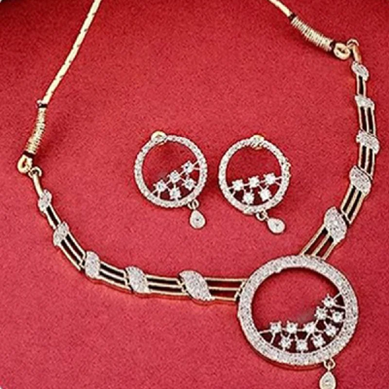 Women's necklaces garnet-Beeji Creations American Diamonds Necklace Set