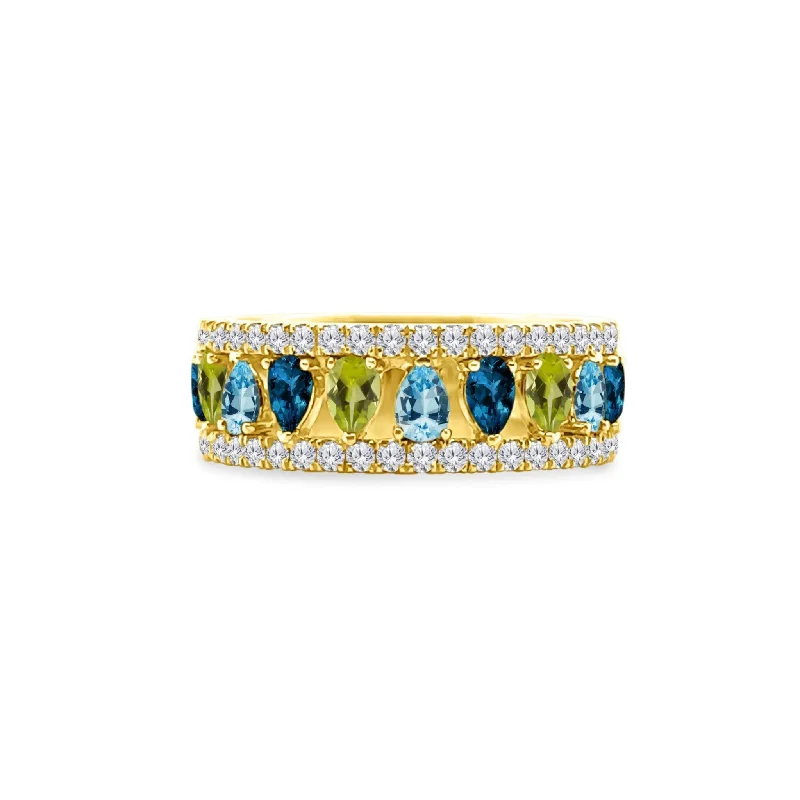 Women's rings striking-metal-Gemstone & Diamond Cage Band