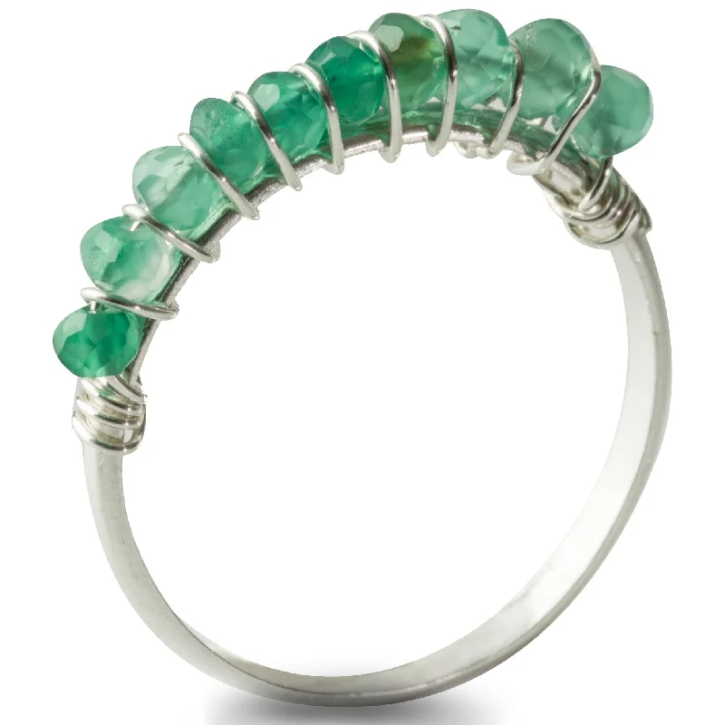 Women's rings contemporary-band-Green Quartz Gemstone Ring