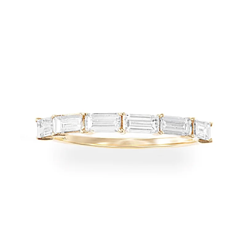 Women's rings refined-gold-Diamond Baguette Halfway Band