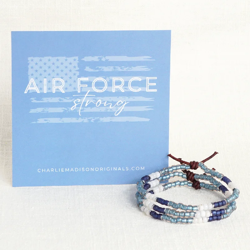 Women's bracelets fine-design-Air Force Strong Bracelet | Tiny Stacker Seed Bead Bracelet