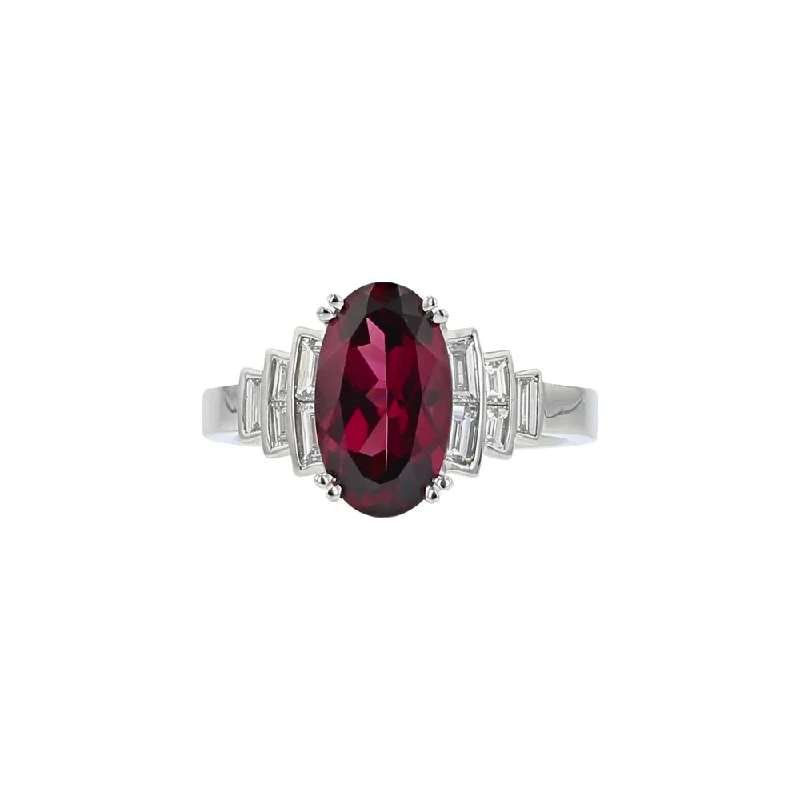 Women's rings refined-silver-Garnet and Diamond Pastel Ring