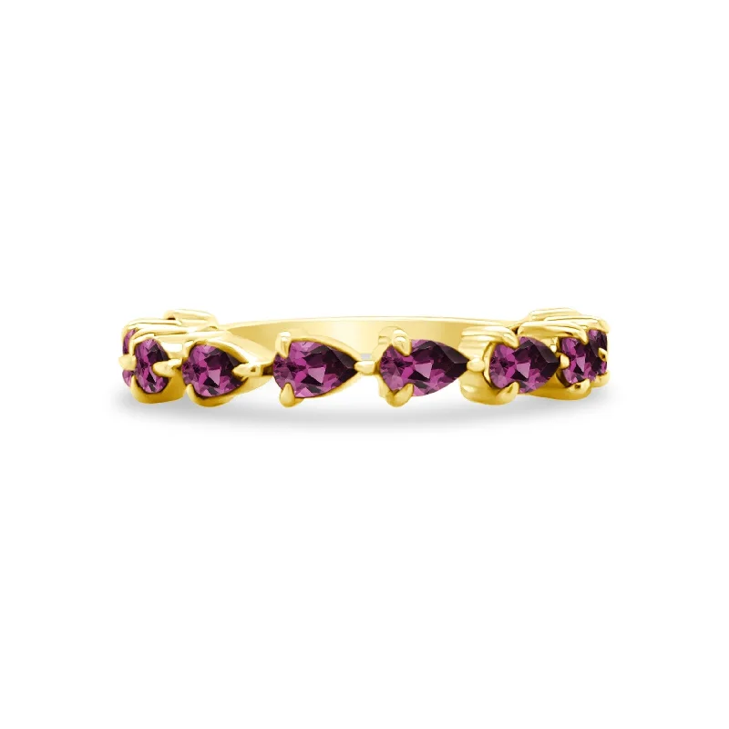 Women's rings artisan-gem-Petite Rhodolite Garnet Chasing Pear