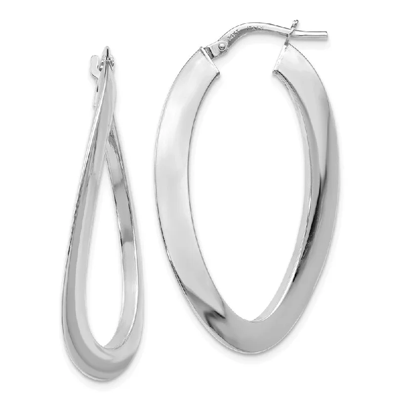 Women's earrings retro-elegance-2mm Bent Oval Hoop Earrings in 14k White Gold, 38mm (1 1/2 Inch)