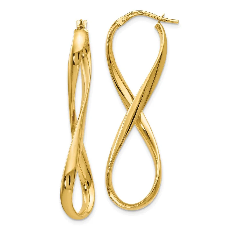 Women's earrings yellow-gold-3mm Infinity Hoop Earrings in 14k Yellow Gold, 45mm (1 3/4 Inch)