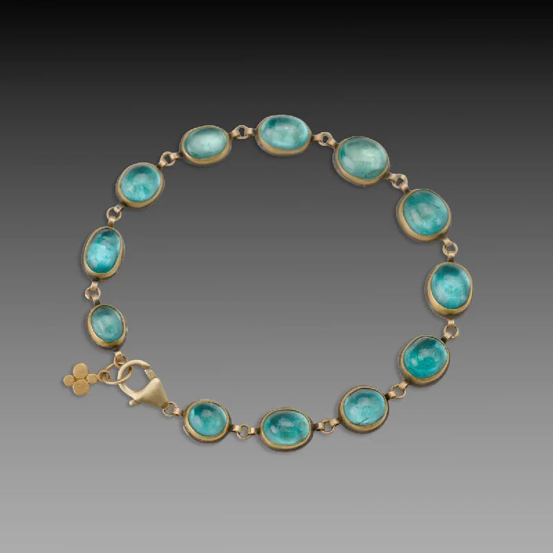 Women's bracelets wave-Apatite Linked Bracelet with 22k Disk Charm